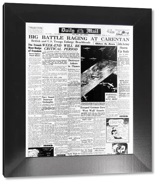 Daily Mail Front page 10th June 1944, reporting the progress of the D-Day landings