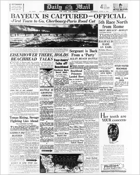 Daily Mail Front page 8th June 1944, reporting the progress of the D-Day landings