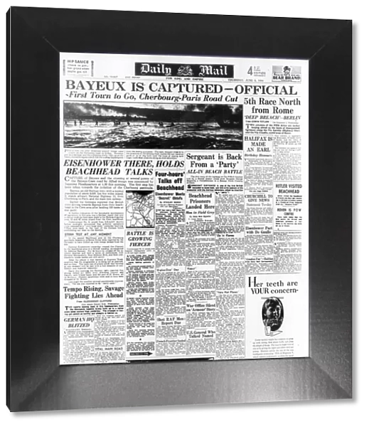Daily Mail Front page 8th June 1944, reporting the progress of the D-Day landings
