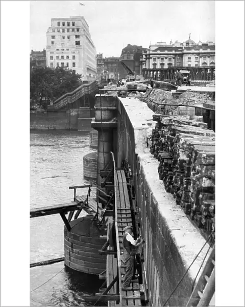 Waterloo Bridge under demolition