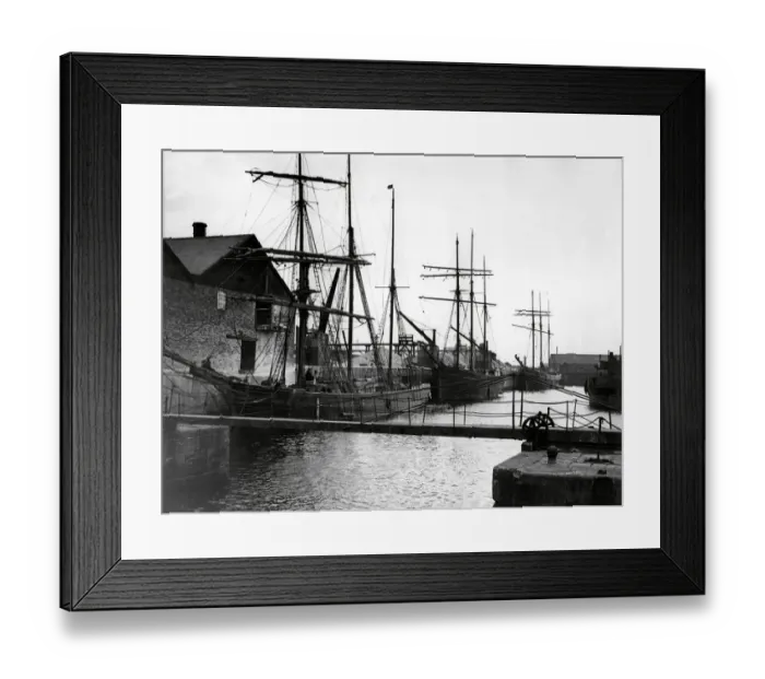 Framed Print : Sailing ships in Runcorn Dock, Cheshire 1934 Framed Print : Sailing ships in Runcorn Dock, Cheshire 1934