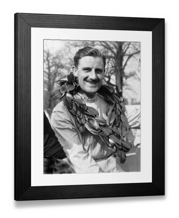 Framed Print : Graham Hill with winners garland 1963 Framed Print : Graham Hill with winners garland 1963