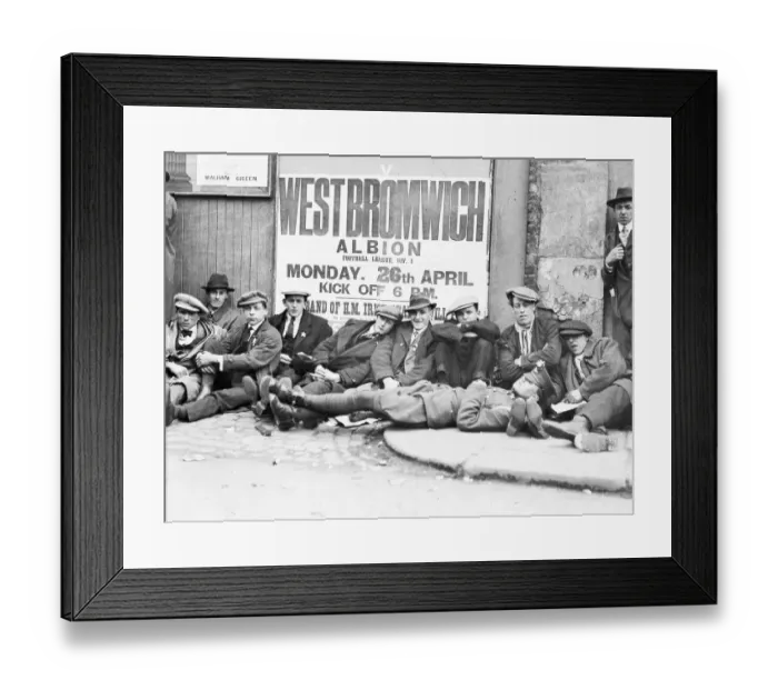Framed Print : Football fans queue on the morning of a F. A. Cup match outside the Chelsea F. C. ground at Stamford Bridge Framed Print : Football fans queue on the morning of a F. A. Cup match outside the Chelsea F. C. ground at Stamford Bridge