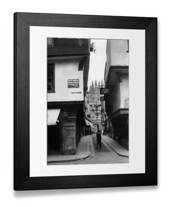 Framed Print : Canterbury cathedral through Mercery Lane 1936 Framed Print : Canterbury cathedral through Mercery Lane 1936