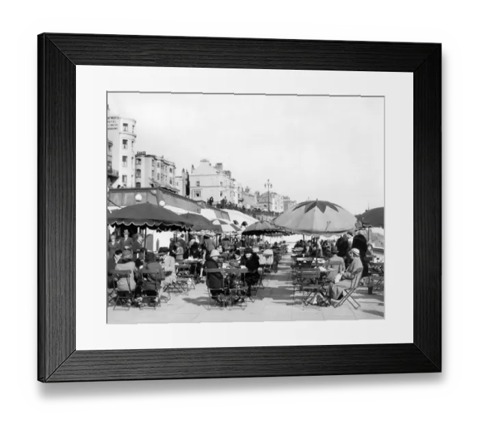 Framed Print : Diners take tea outdoors at Brighton during Easter sunshine, 1933 Framed Print : Diners take tea outdoors at Brighton during Easter sunshine, 1933