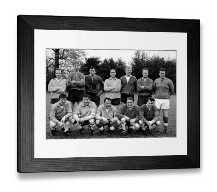 Framed Print : England Football team at Roehampton with trainer Harold Sheperdson 1966 Framed Print : England Football team at Roehampton with trainer Harold Sheperdson 1966