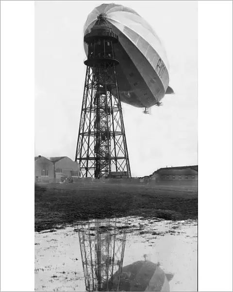 The R100 airship at her mooring-mast at Cardington after her maiden flight 1929