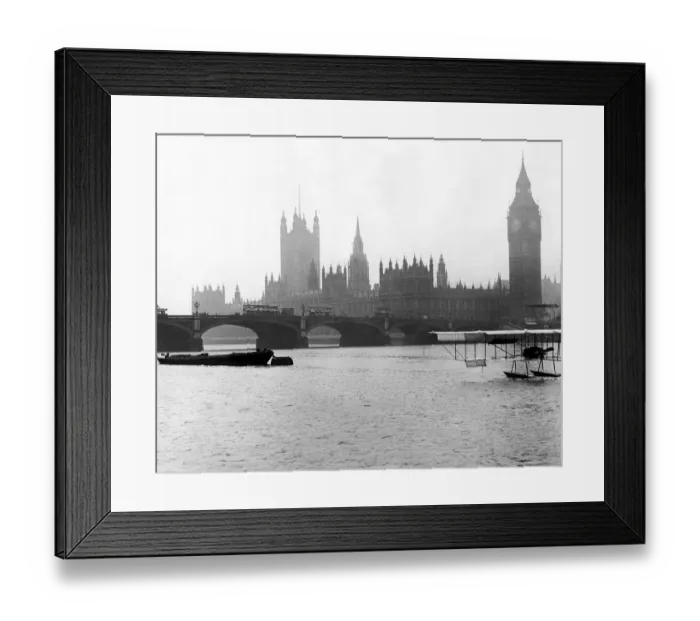 Framed Print : Frank McCleans water plane moored by Westminster Bridge 1912 Framed Print : Frank McCleans water plane moored by Westminster Bridge 1912