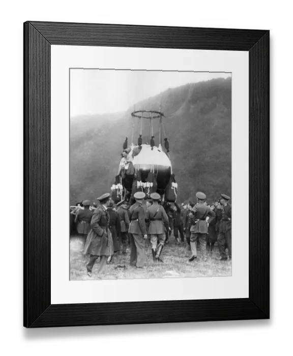 Framed Print : Scientist Max Cosyns, in his Stratosphere Explorer Balloon, at Hour-Havenne, in Belgium Framed Print : Scientist Max Cosyns, in his Stratosphere Explorer Balloon, at Hour-Havenne, in Belgium