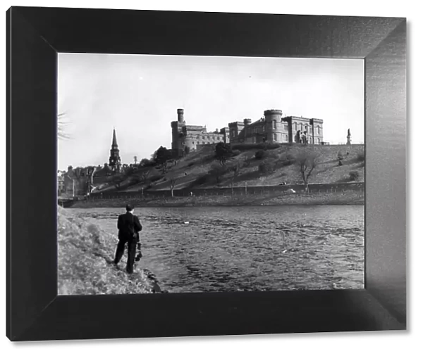 View of Inverness Castle from the banks of the River Ness of Inverness Castle 1959