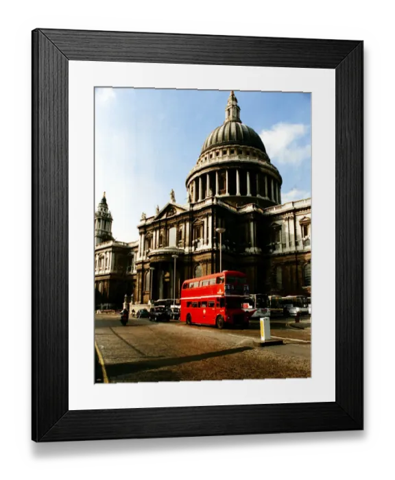 Framed Print : St Pauls Cathedral with red London double decker bus