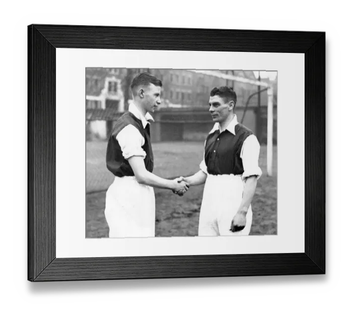 Framed Print : Two new Arsenal F. C. players, George Holden (left), and Ehud Rogers 1935 Framed Print : Two new Arsenal F. C. players, George Holden (left), and Ehud Rogers 1935