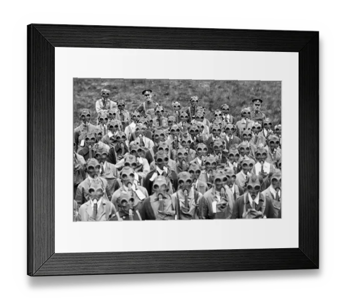 Framed Print : Gas Mask Drill Framed Print : Gas Mask Drill