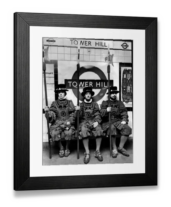 Framed Print : Student Beefeaters on the Underground at Tower Hill station Framed Print : Student Beefeaters on the Underground at Tower Hill station