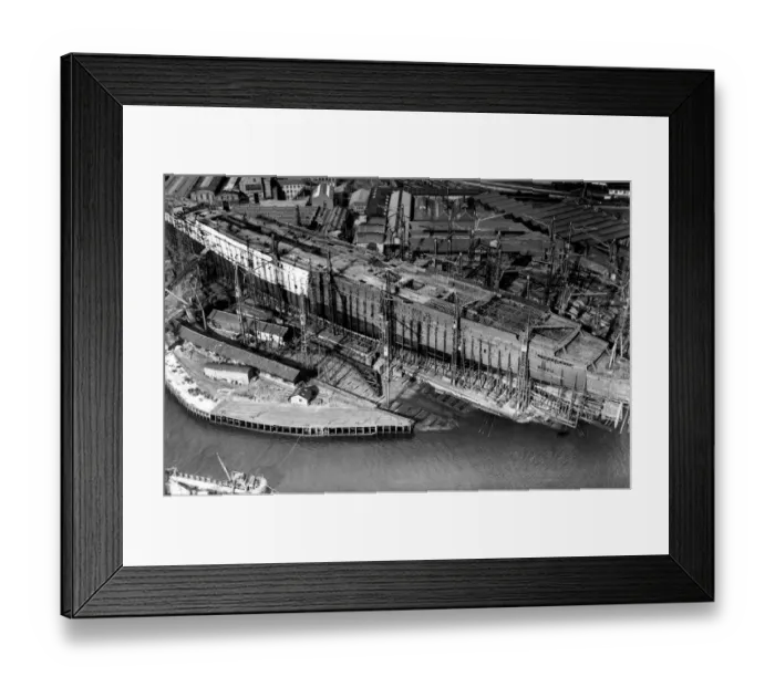 Framed Print : RMS Queen Mary under construction at Clydebank Framed Print : RMS Queen Mary under construction at Clydebank