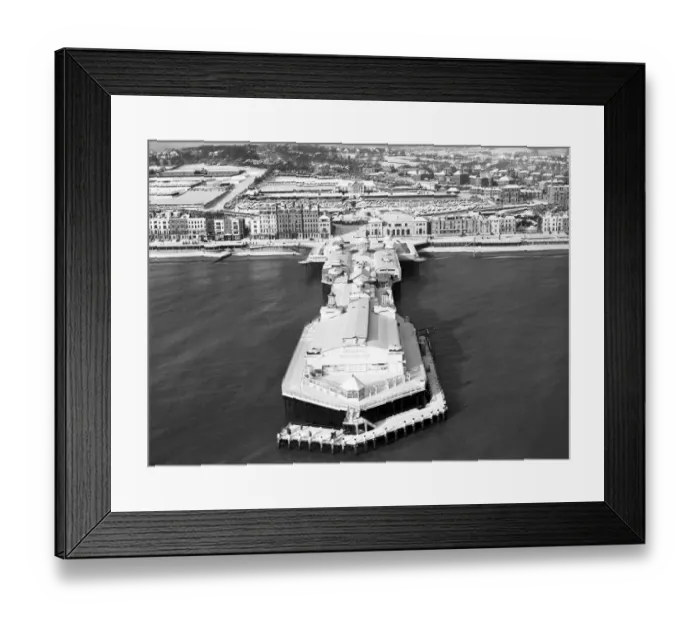 Framed Print : An aerial view of Hastings in the snow Framed Print : An aerial view of Hastings in the snow