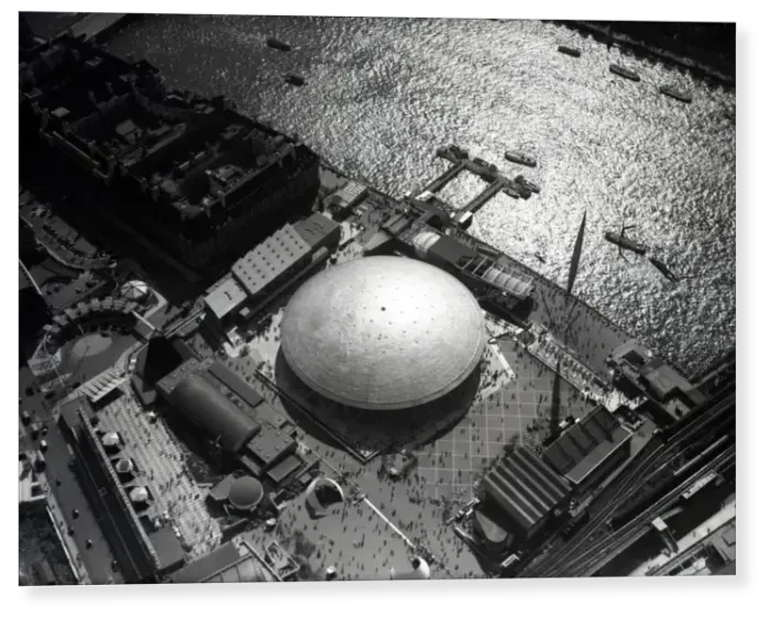 Print : The Festival of Britain 1951. An aerial view showing the Dome o Print : The Festival of Britain 1951. An aerial view showing the Dome o