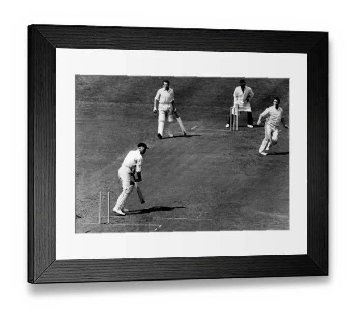 Framed Print : Cricket Yorkshire v Lancashire. A Fred Trueman special rips out the middle stump of Winston Place Framed Print : Cricket Yorkshire v Lancashire. A Fred Trueman special rips out the middle stump of Winston Place