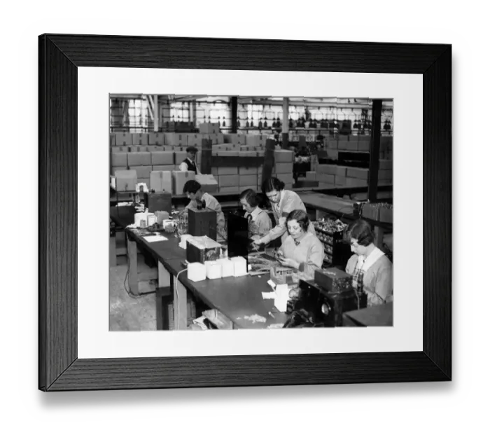 Framed Print : Women at work in the Ferranti Radio works Framed Print : Women at work in the Ferranti Radio works