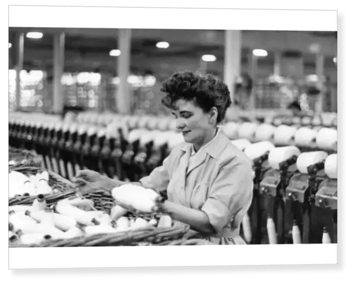 Print : Woman in a Cotton Mill Print : Woman in a Cotton Mill