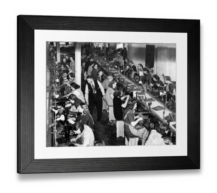 Framed Print : Women sewing army uniforms 1939 Framed Print : Women sewing army uniforms 1939