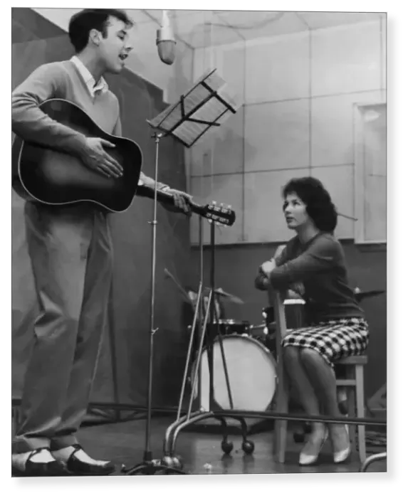 Print : Marty Wilde recording in the studio in 1959 Print : Marty Wilde recording in the studio in 1959