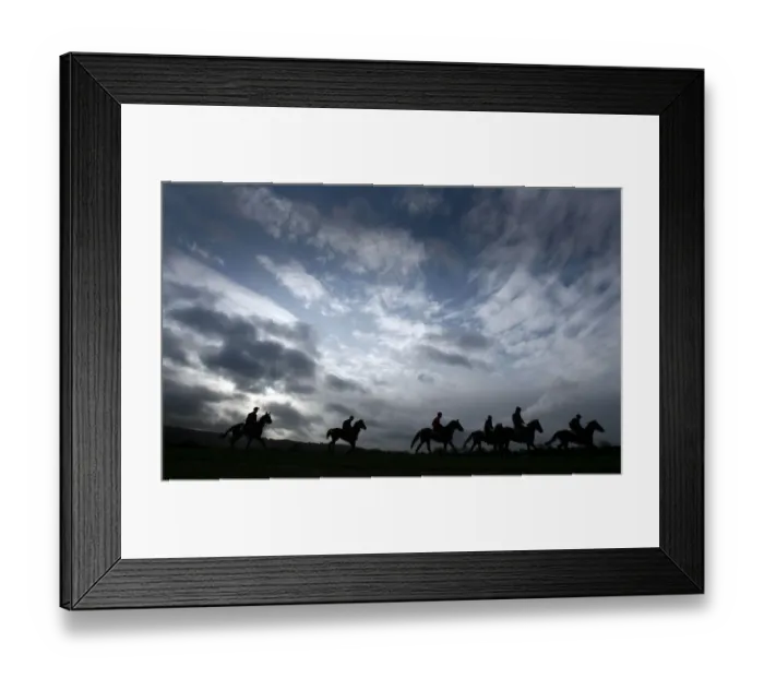 Framed Print : Horses on the early morning gallops at Cheltenham Framed Print : Horses on the early morning gallops at Cheltenham
