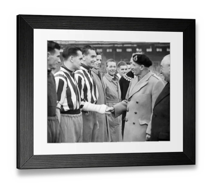 Framed Print : Field Marshal Viscount Montgomery shaking hands with footballer, Jackie Milburn Framed Print : Field Marshal Viscount Montgomery shaking hands with footballer, Jackie Milburn