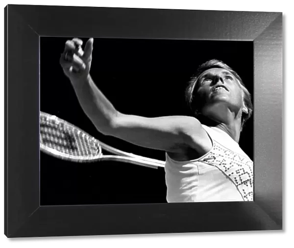 Tennis player Ann Haydon Jones in action at Wimbledon