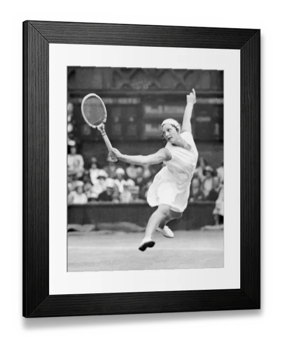 Framed Print : Tennis Player Helen Jacobs in action at Wimbledon Framed Print : Tennis Player Helen Jacobs in action at Wimbledon
