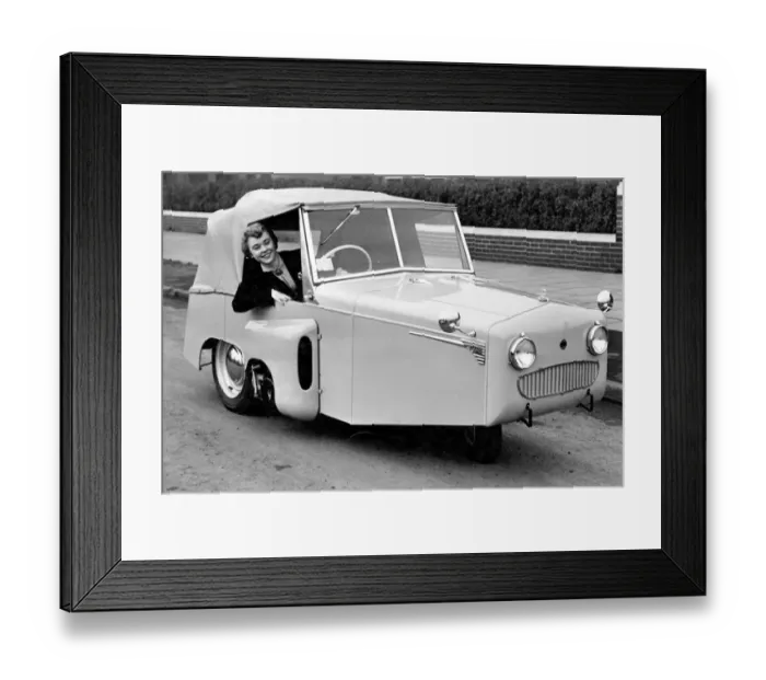 Framed Print : The Gordon, three-wheeled car 1954
