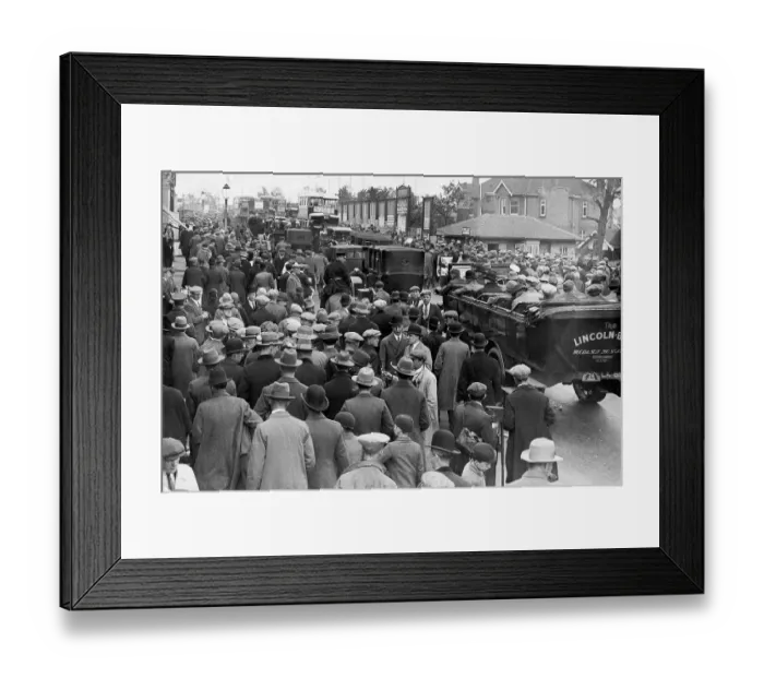 Framed Print : A crowded street scene in Wembley for the 1924 F. A. Cup Final Framed Print : A crowded street scene in Wembley for the 1924 F. A. Cup Final