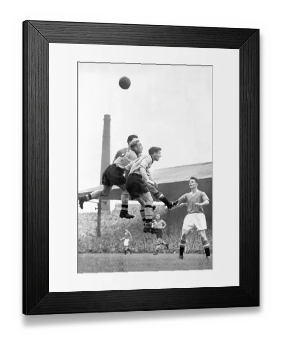 Framed Print : Billy Wright and Bill Shorthouse (Wolverhampton Wanderers) vs Tommy Taylor (Manchester United) at Old Trafford 1955 Framed Print : Billy Wright and Bill Shorthouse (Wolverhampton Wanderers) vs Tommy Taylor (Manchester United) at Old Trafford 1955