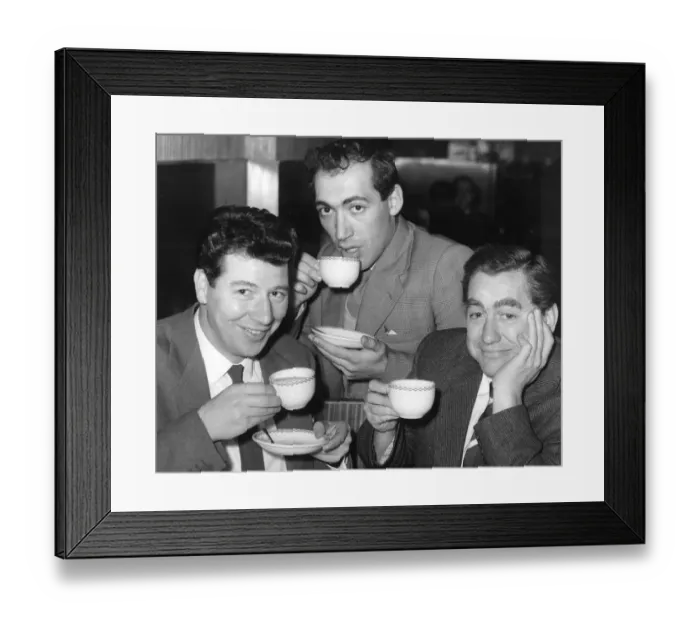 Framed Print : Max Bygraves, Bernard Breslaw and Tony Hancock drinking tea Framed Print : Max Bygraves, Bernard Breslaw and Tony Hancock drinking tea