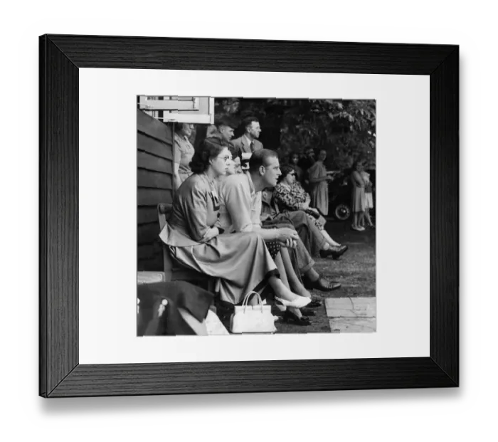 Framed Print : Princess Elizabeth and Prince Philip watching a cricket match at Windsor 1948