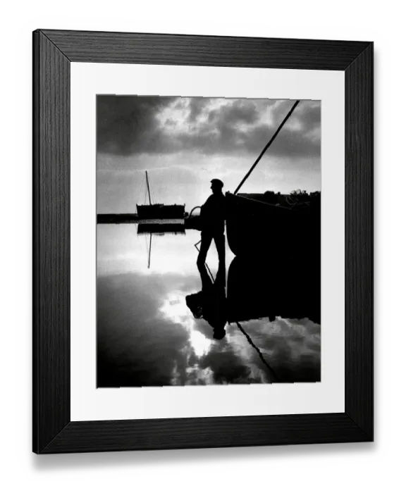 Framed Print : A shrimp fisherman on the River Dee 1971