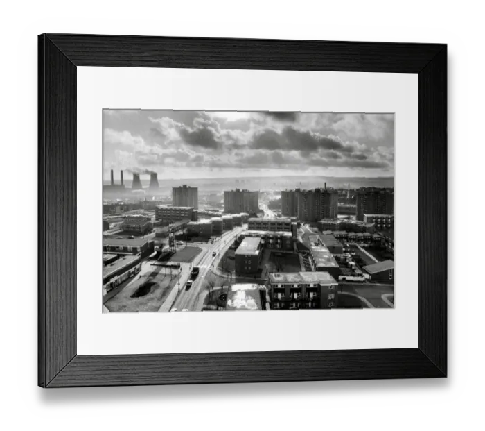 Framed Print : Wigan, Lancashire - tower blocks and power station 1979 Framed Print : Wigan, Lancashire - tower blocks and power station 1979