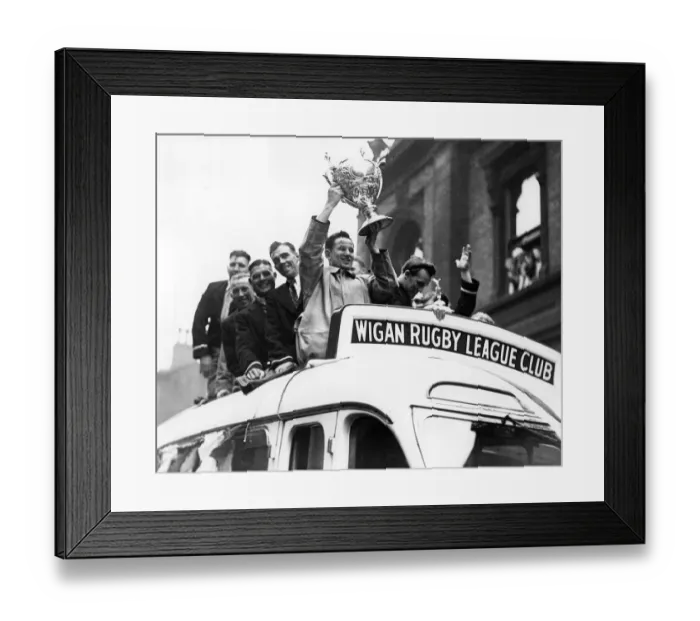 Framed Print : Wigan players with the Challenge Cup 1948 Framed Print : Wigan players with the Challenge Cup 1948