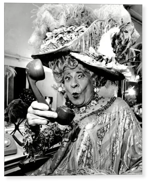Print : Stanley Baxter, dressed as a pantomime dame Print : Stanley Baxter, dressed as a pantomime dame