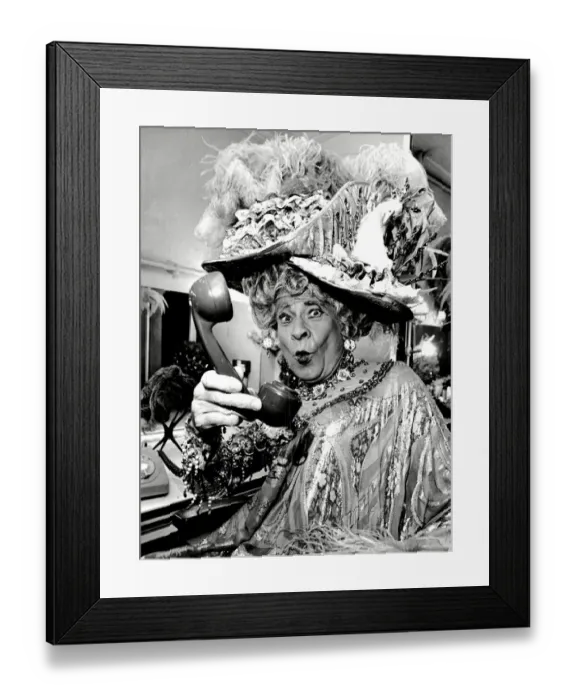 Framed Print : Stanley Baxter, dressed as a pantomime dame Framed Print : Stanley Baxter, dressed as a pantomime dame