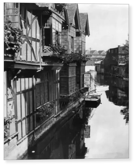 Print : Canterbury, Kent, showing part of the old city wall and moat by the Dane John Gardens 1935 Print : Canterbury, Kent, showing part of the old city wall and moat by the Dane John Gardens 1935
