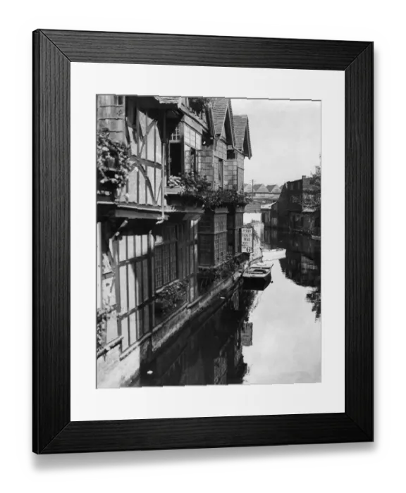 Framed Print : Canterbury, Kent, showing part of the old city wall and moat by the Dane John Gardens 1935