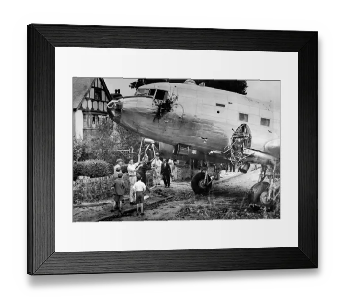 Framed Print : A Douglas DC3 Dakota that overshot the runway at Croydon Airport 1947 Framed Print : A Douglas DC3 Dakota that overshot the runway at Croydon Airport 1947