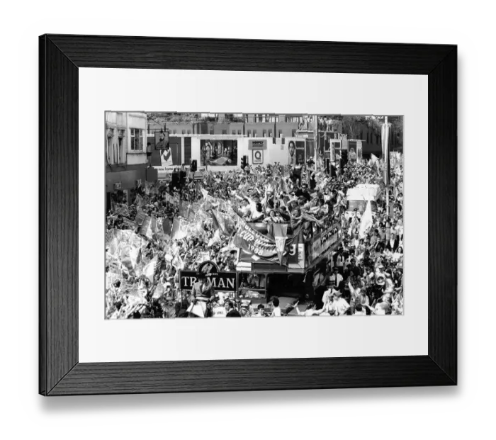 Framed Print : Wimbledon FC F. A. Cup winners bus parade 1988 Framed Print : Wimbledon FC F. A. Cup winners bus parade 1988