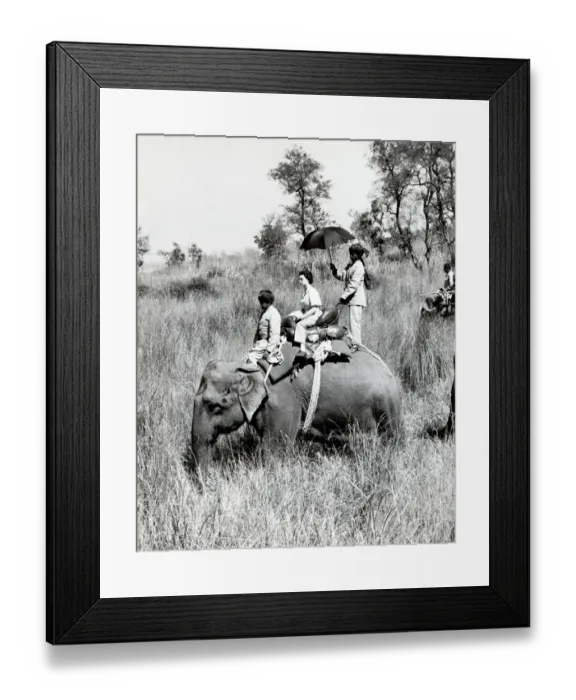 Framed Print : Queen Elizabeth II riding on an elephant in Nepal 1961 Framed Print : Queen Elizabeth II riding on an elephant in Nepal 1961