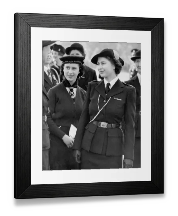 Framed Print : Princess Elizabeth and Princess Margaret at the Rally of Girl Guides and Rangers in Hyde Park 1946 Framed Print : Princess Elizabeth and Princess Margaret at the Rally of Girl Guides and Rangers in Hyde Park 1946