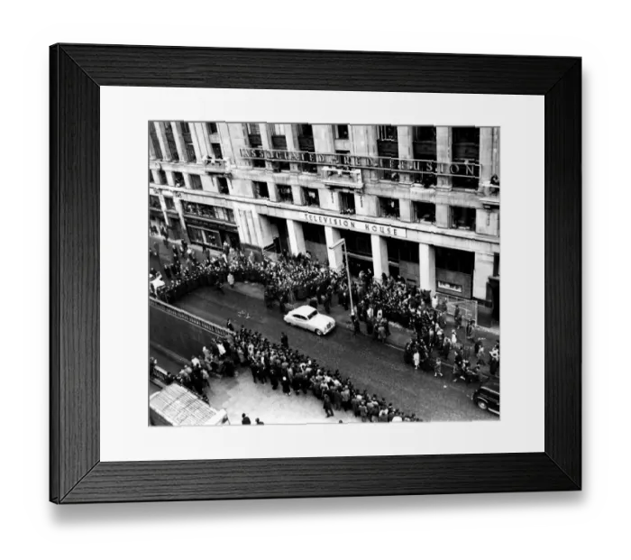 Framed Print : Aerial view of TheBeatlesarriving at Television House, Kingsway Framed Print : Aerial view of TheBeatlesarriving at Television House, Kingsway