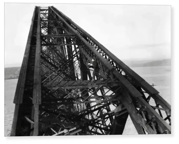 Print : A workman on a giant girder of the Forth Bridge in Scotland. 1931 Print : A workman on a giant girder of the Forth Bridge in Scotland. 1931