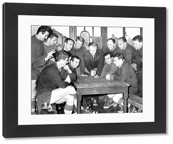 Bill Shankly, Liverpool FC manager talking tactics before a FA Cup match 1963