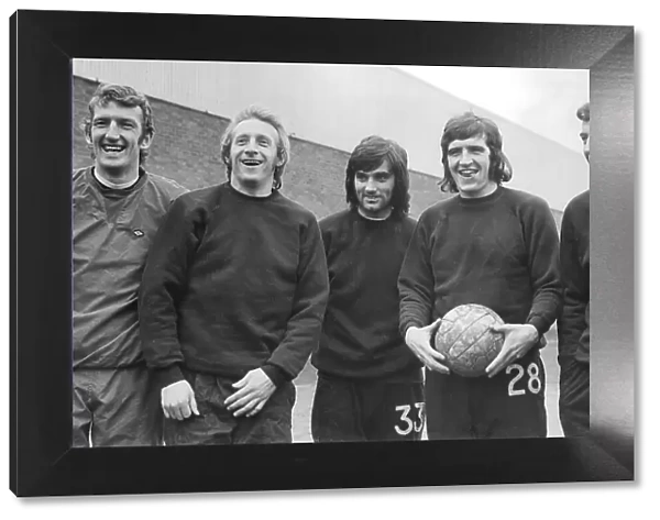 Manchester United F. C. footballer's L-R: Alex Stepney, Denis Law, George Best, Ian Moore, and David Sadler